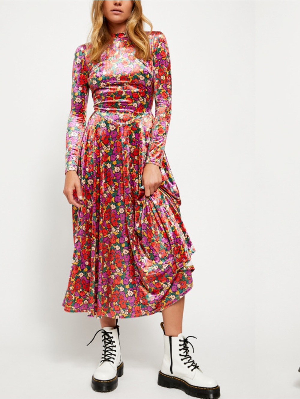 Free People Heartland Long Sleeve Crushed Velvet Dress Medium - Picture 2 of 9